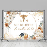 Aperturee - She Believed Floral Graduation Backdrop For Girl
